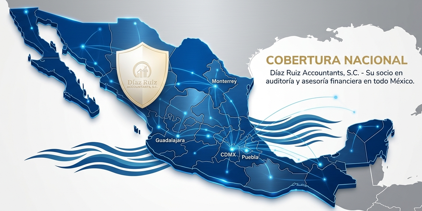 Mapa de Cobertura Nacional de Auditoría y Asesoría Fiscal de Díaz Ruiz Accountants en México